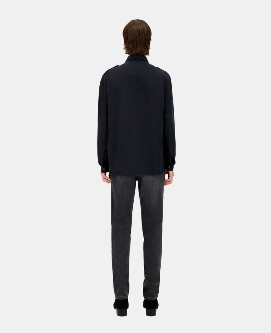 The Kooples HOMME BLACK chemise en lyocell et lin noire