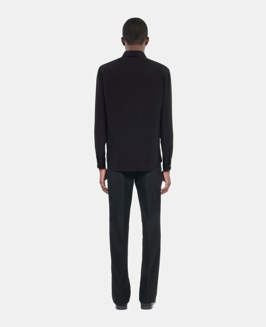 The Kooples HOMME BLACK chemise en soie noire