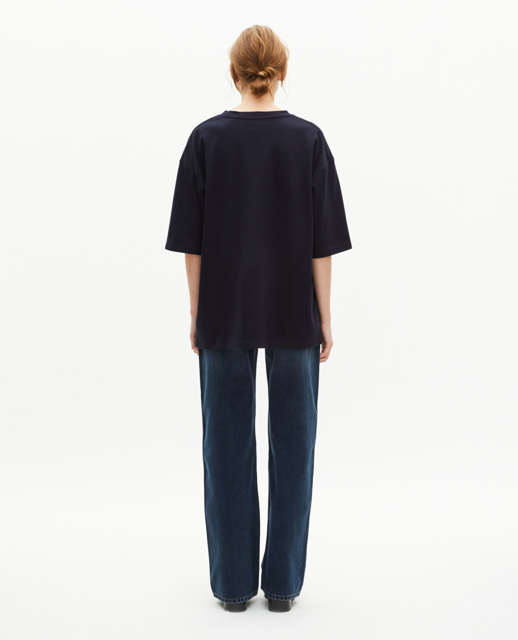 Unisex plain navy blue loose-fitting T-shirt, NAVY, hi-res image number null