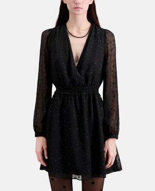 The Kooples WOMEN BLACK short black dress with silver polka dots
