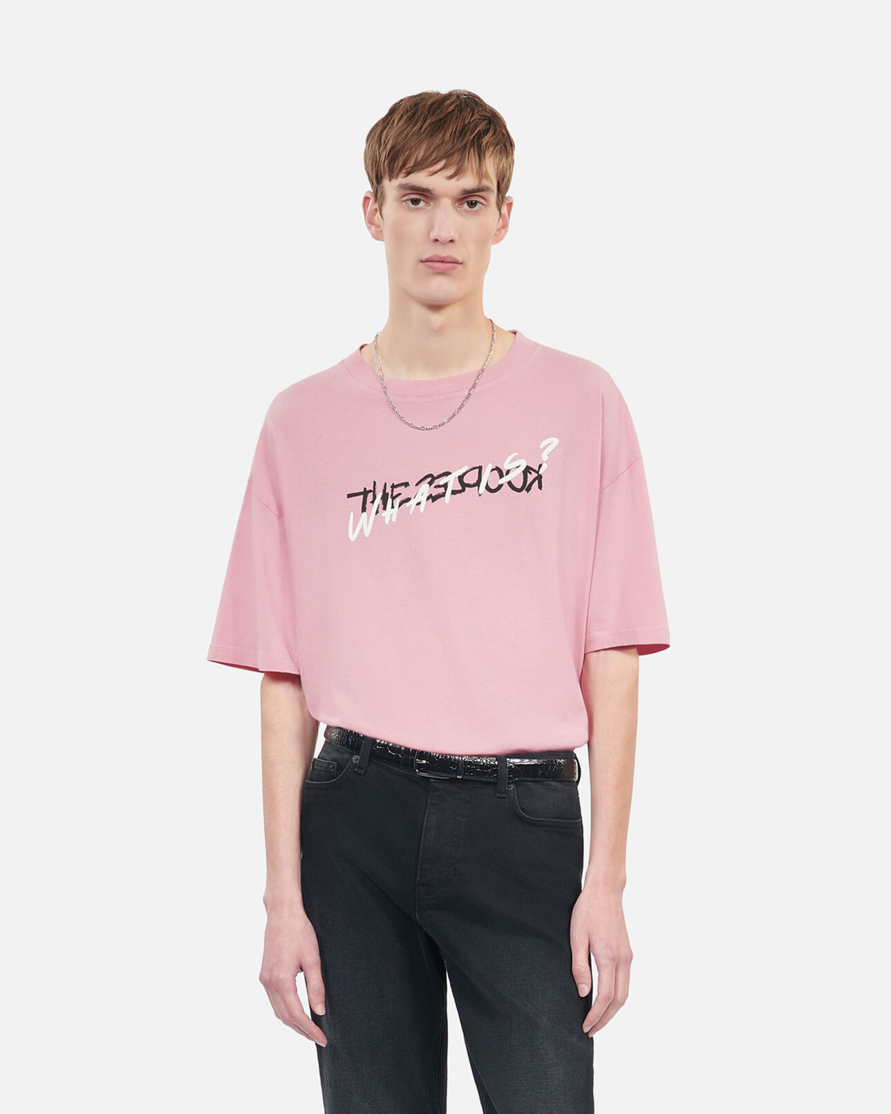 The Kooples MEN SWEET PINK light pink what is handwritten serigraphy t-shirt