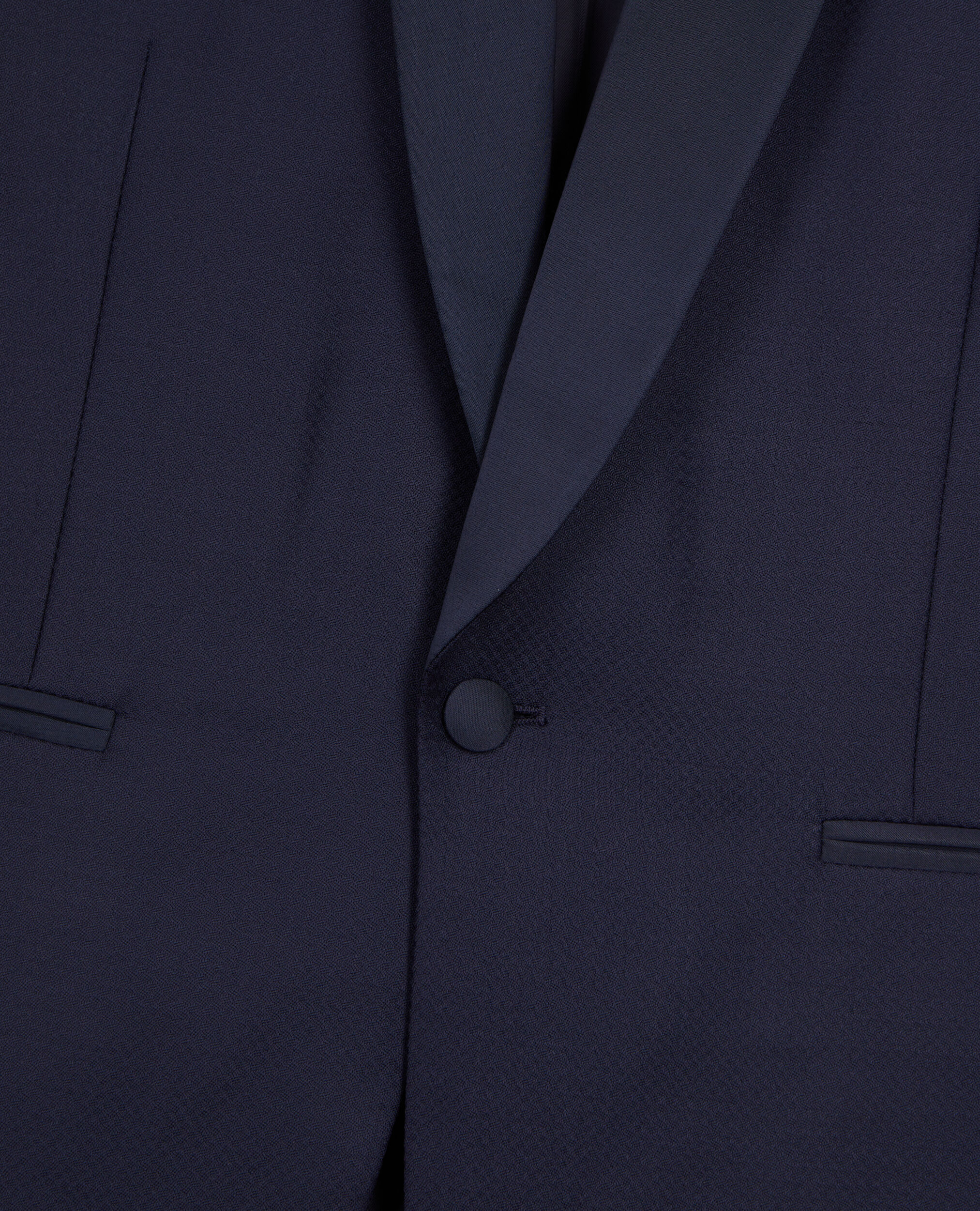 Navy blue wool tuxedo fitted jacket, NAVY, hi-res image number null