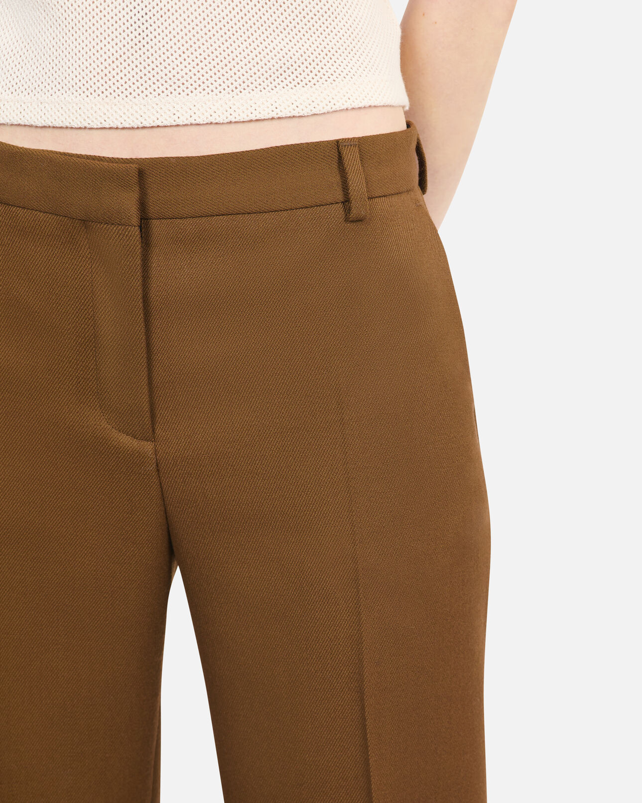 The Kooples WOMEN KAKI loose-fitting brown suit trousers