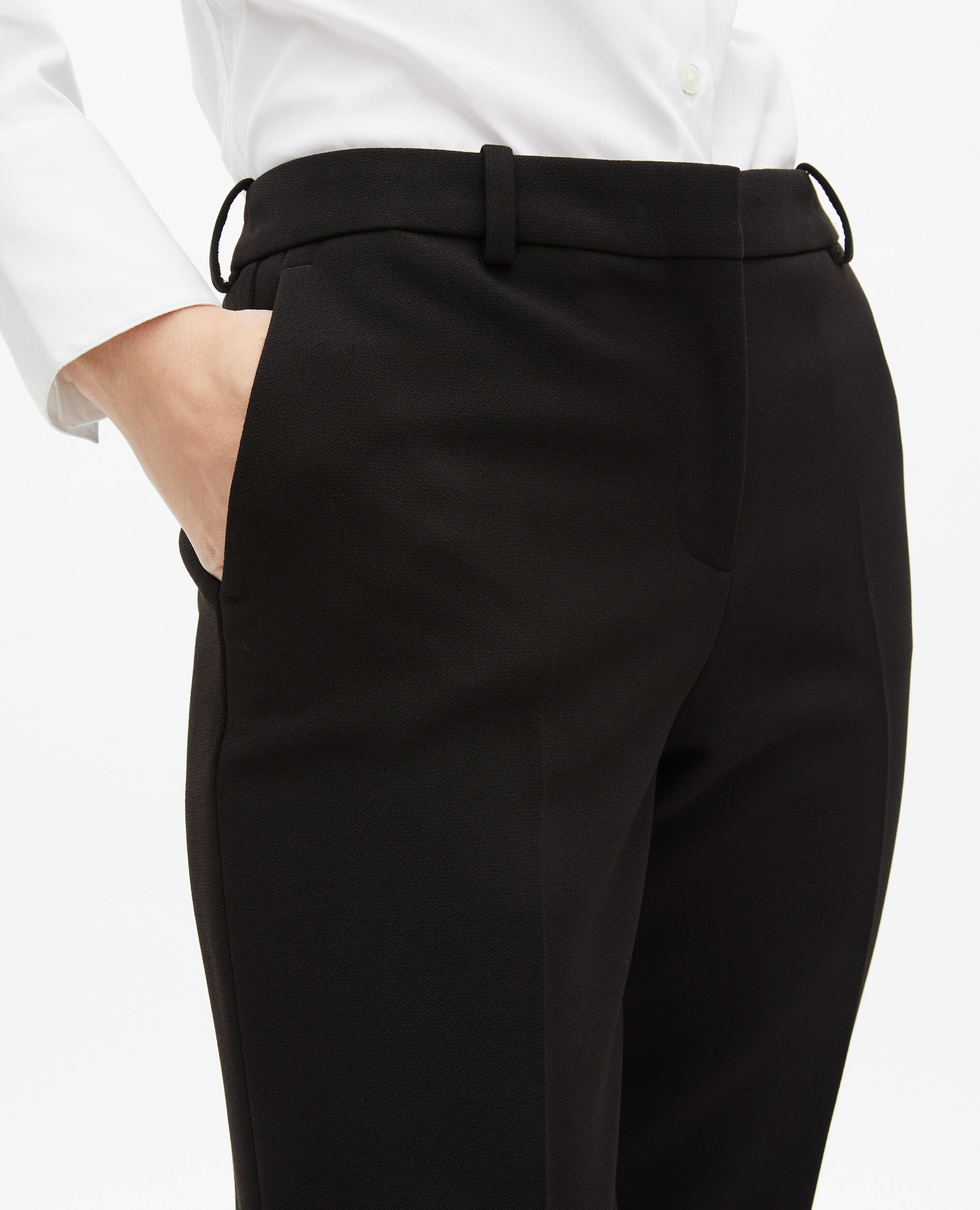 Pantalón de traje de crepé negro, BLACK, hi-res image number null