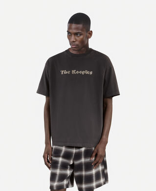 The Kooples HOMME BLACK WASHED t-shirt avec logo délavé noir