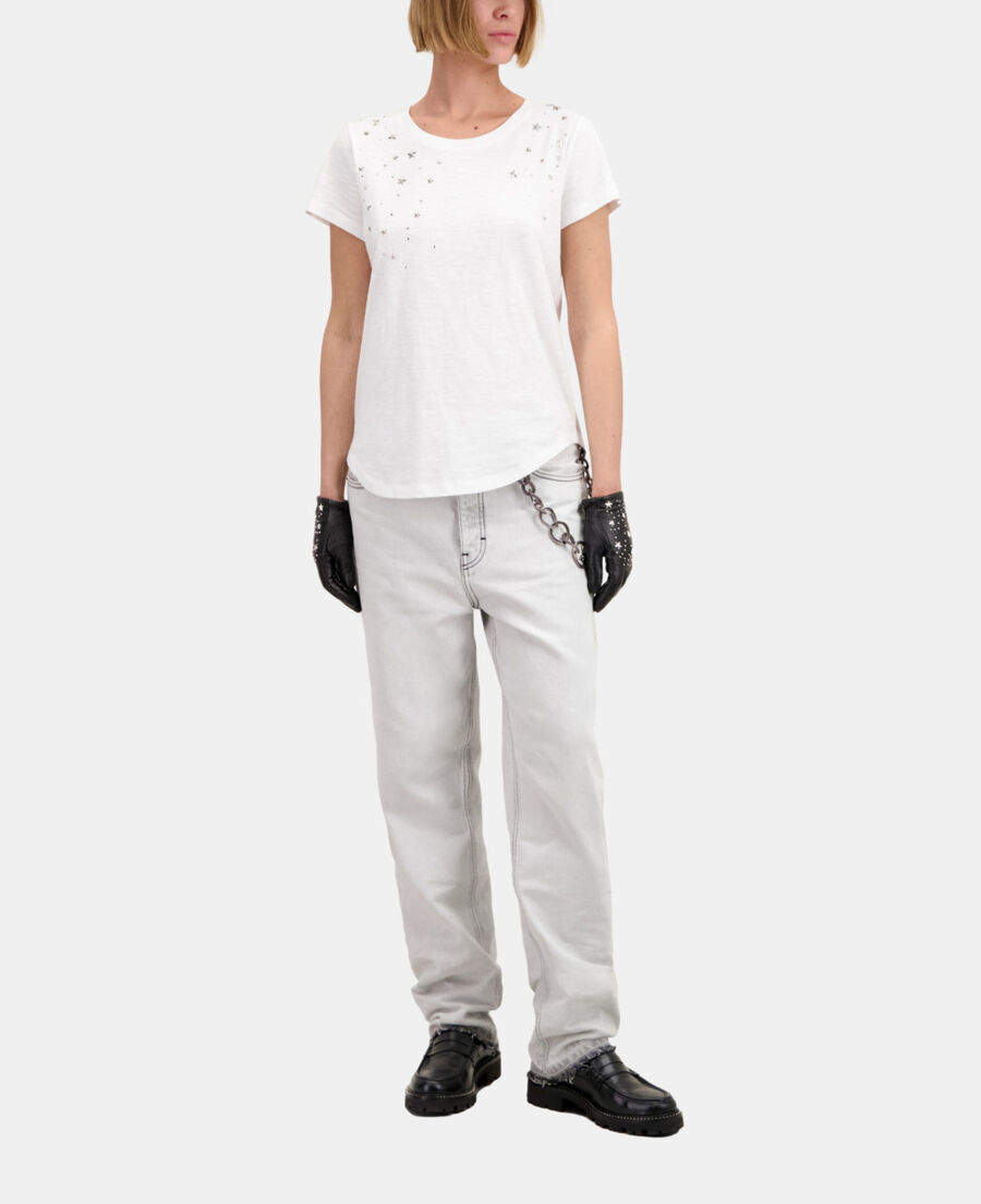 women's white t-shirt with stars