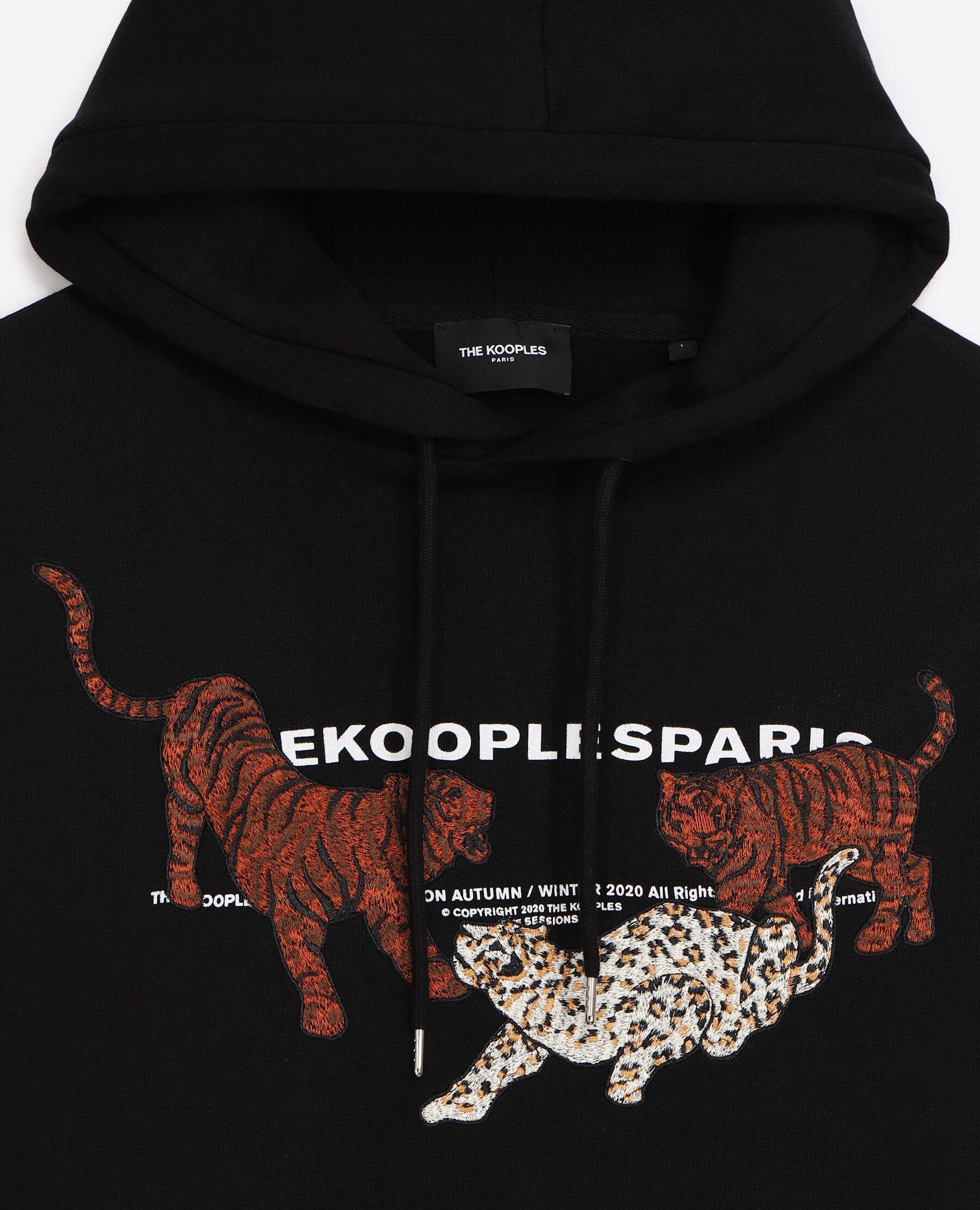 Sweat noir capuche ample motifs tigres The Kooples