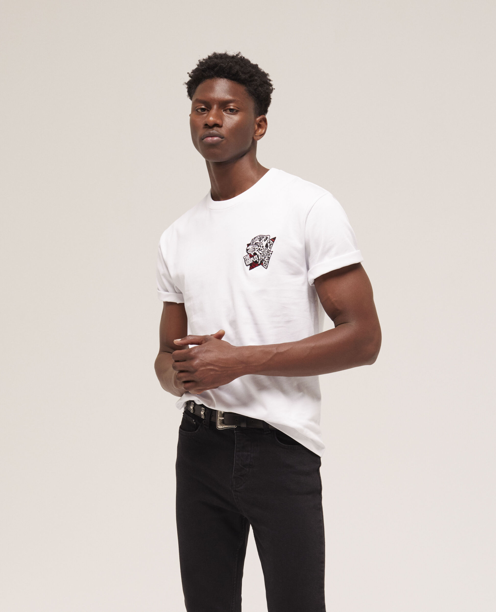 Men's white screen print t-shirt, WHITE, hi-res image number null