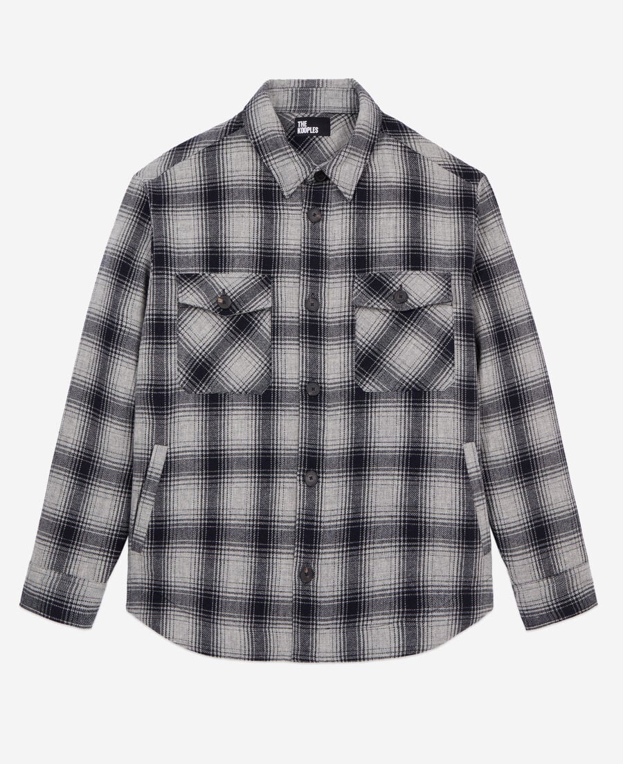 The Kooples H GREY BLACK checkered wool-blend overshirt jacket