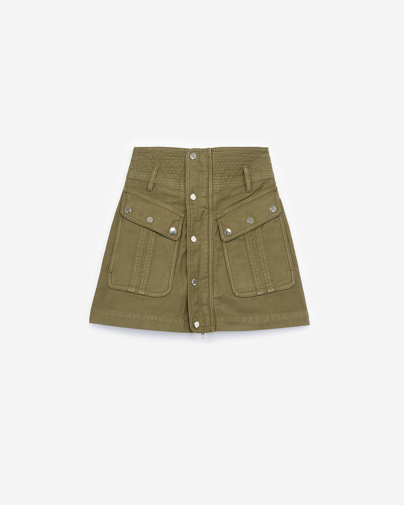 The Kooples FEMME KAKI jupe taille haute tencel kaki boutonnée