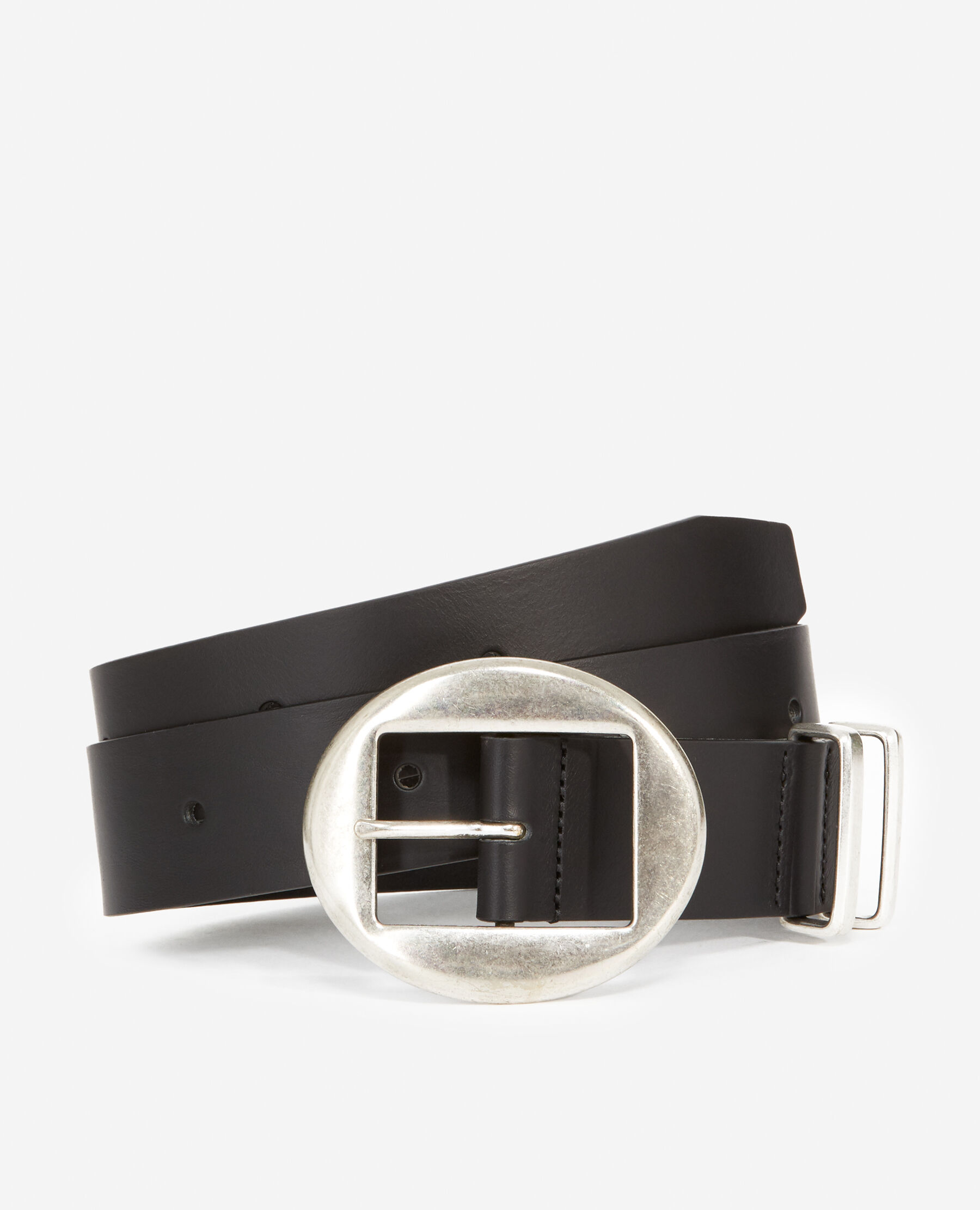 Ceinture cuir taille haute noire a boucle