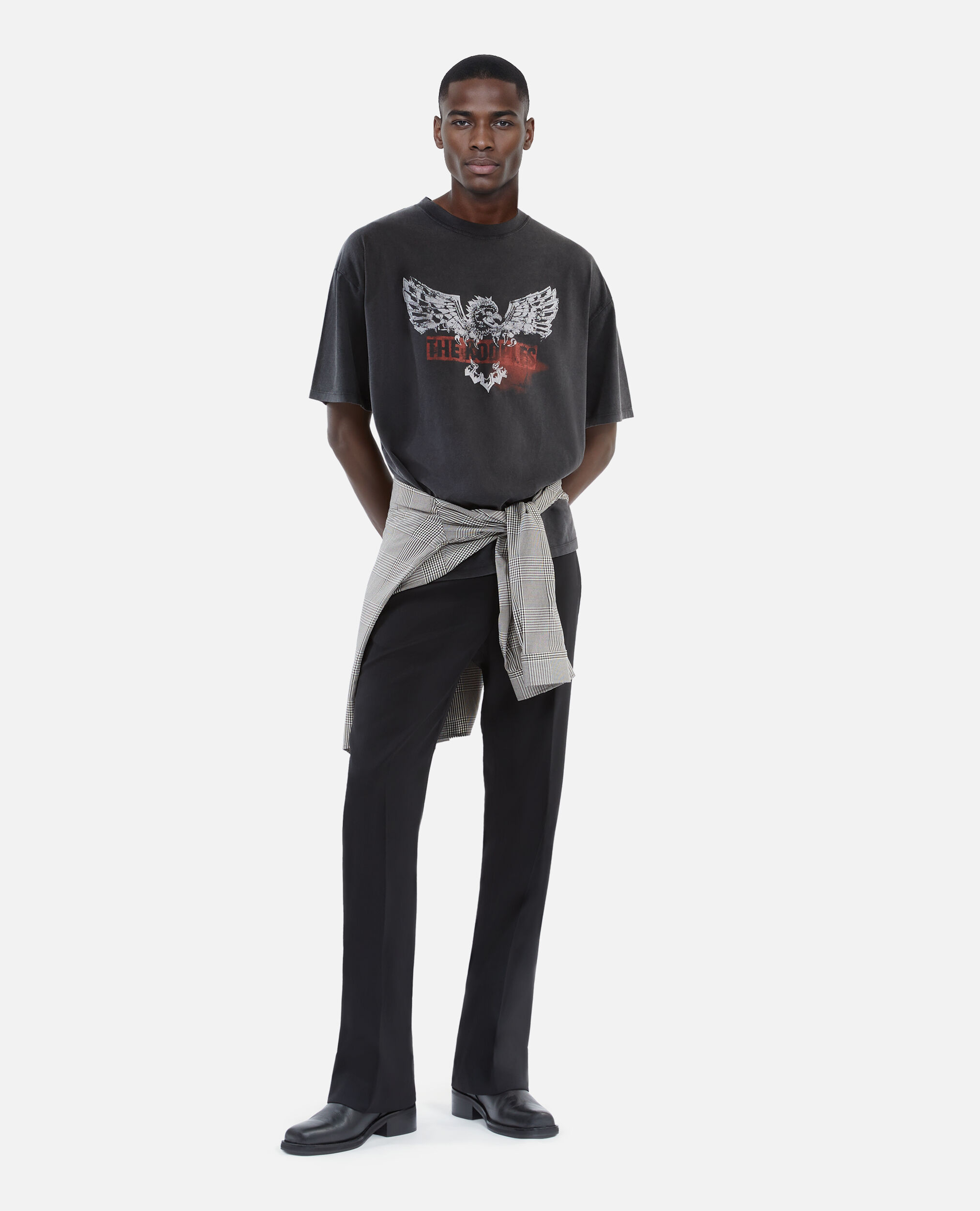 Black screen print T-shirt, BLACK WASHED, hi-res image number null