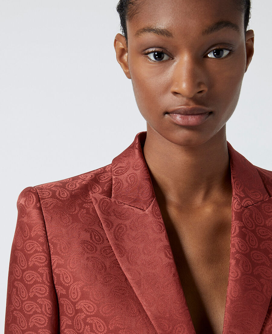 satinierter blazer aus rosa jacquardgewebe
