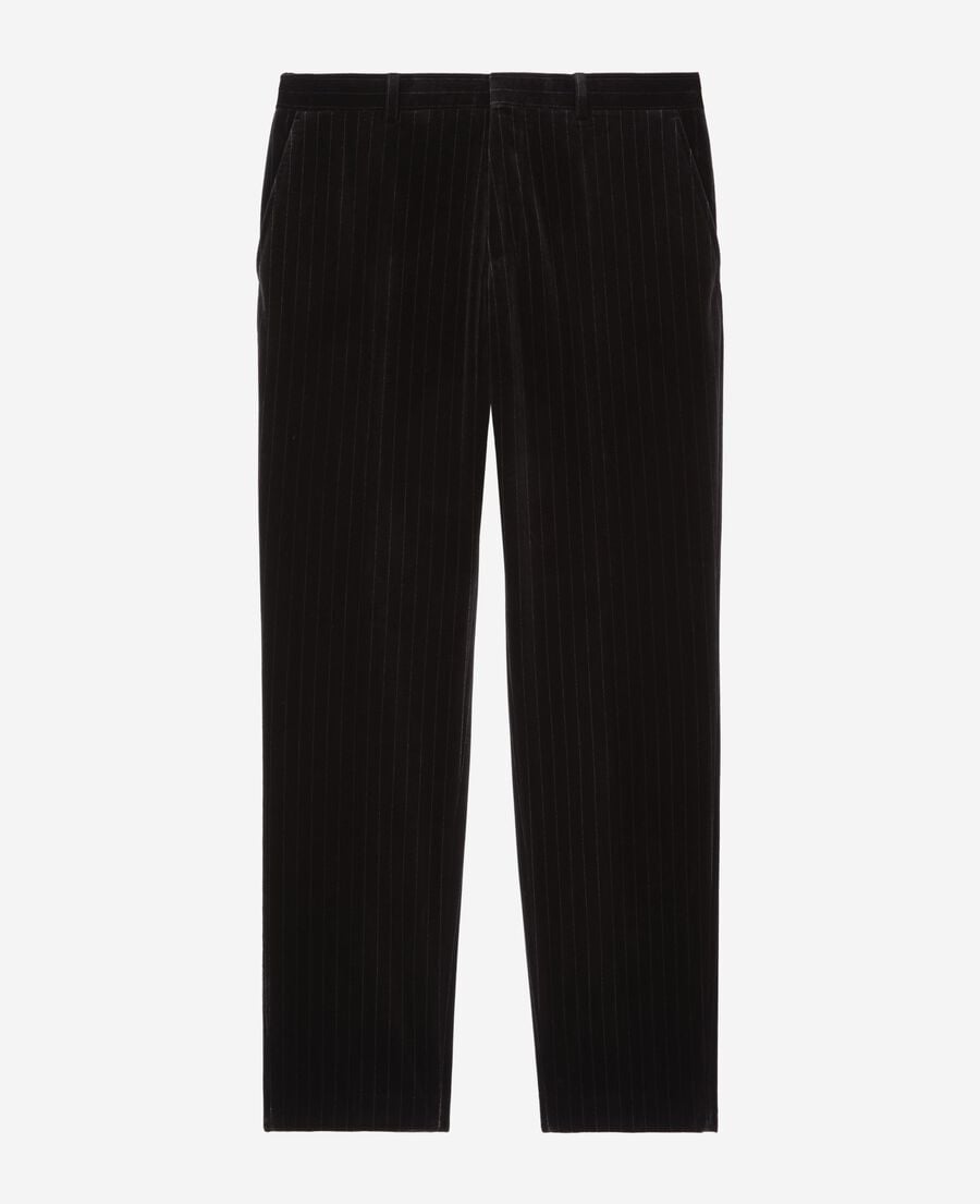 The Kooples MEN BLACK straight black velvet suit pants