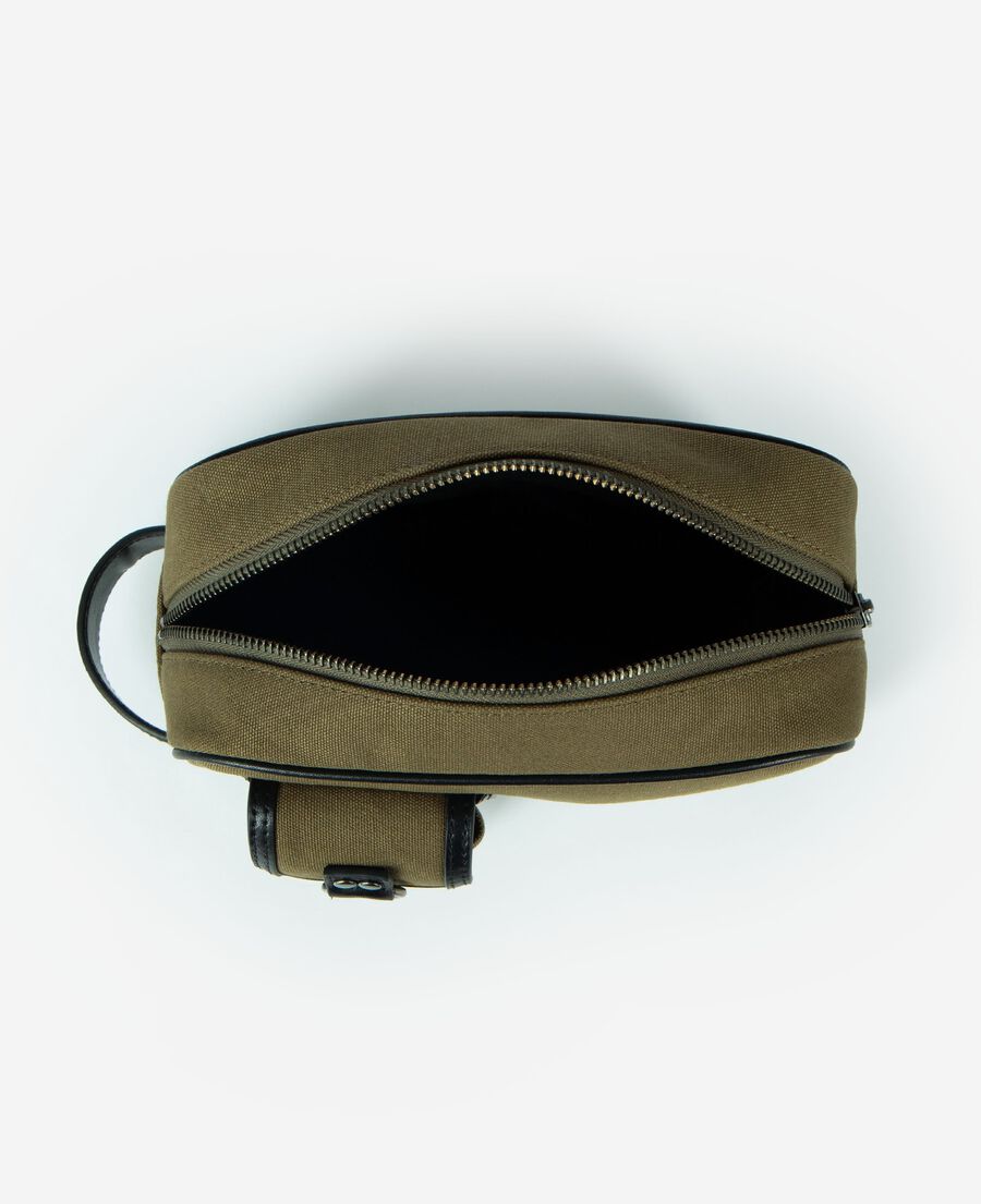 The Kooples HOMME KAKI sac pochette canvas et cuir kaki