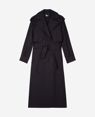 The Kooples DAMEN NAVY fl&uuml;ssiger trenchcoat aus wollgemisch in marine