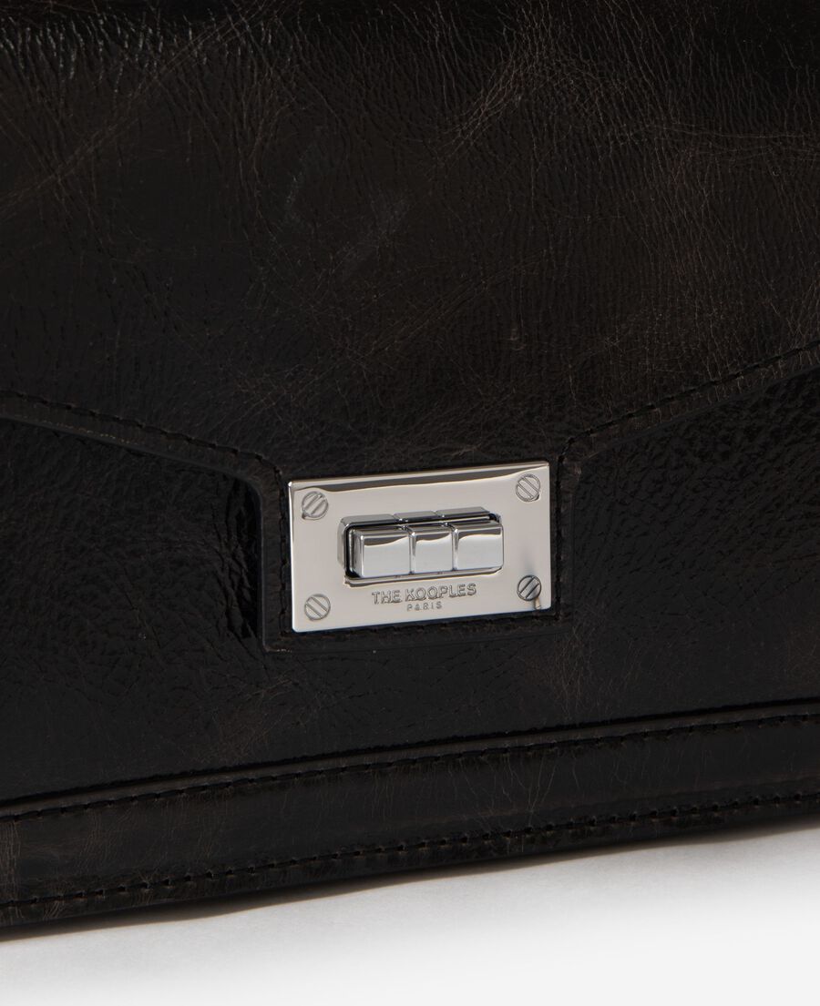 The Kooples FEMME BROWN sac emily en cuir craquel&eacute; marron