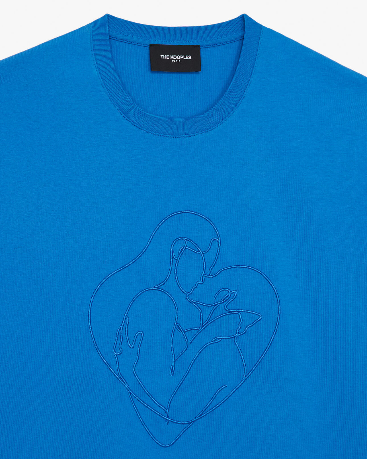 The Kooples MEN BLUE blue cotton t-shirt with tone-on-tone embroidery