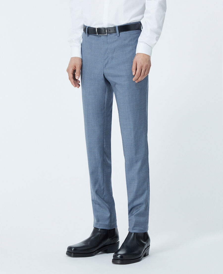 pantalon costume bleu clair à carreaux