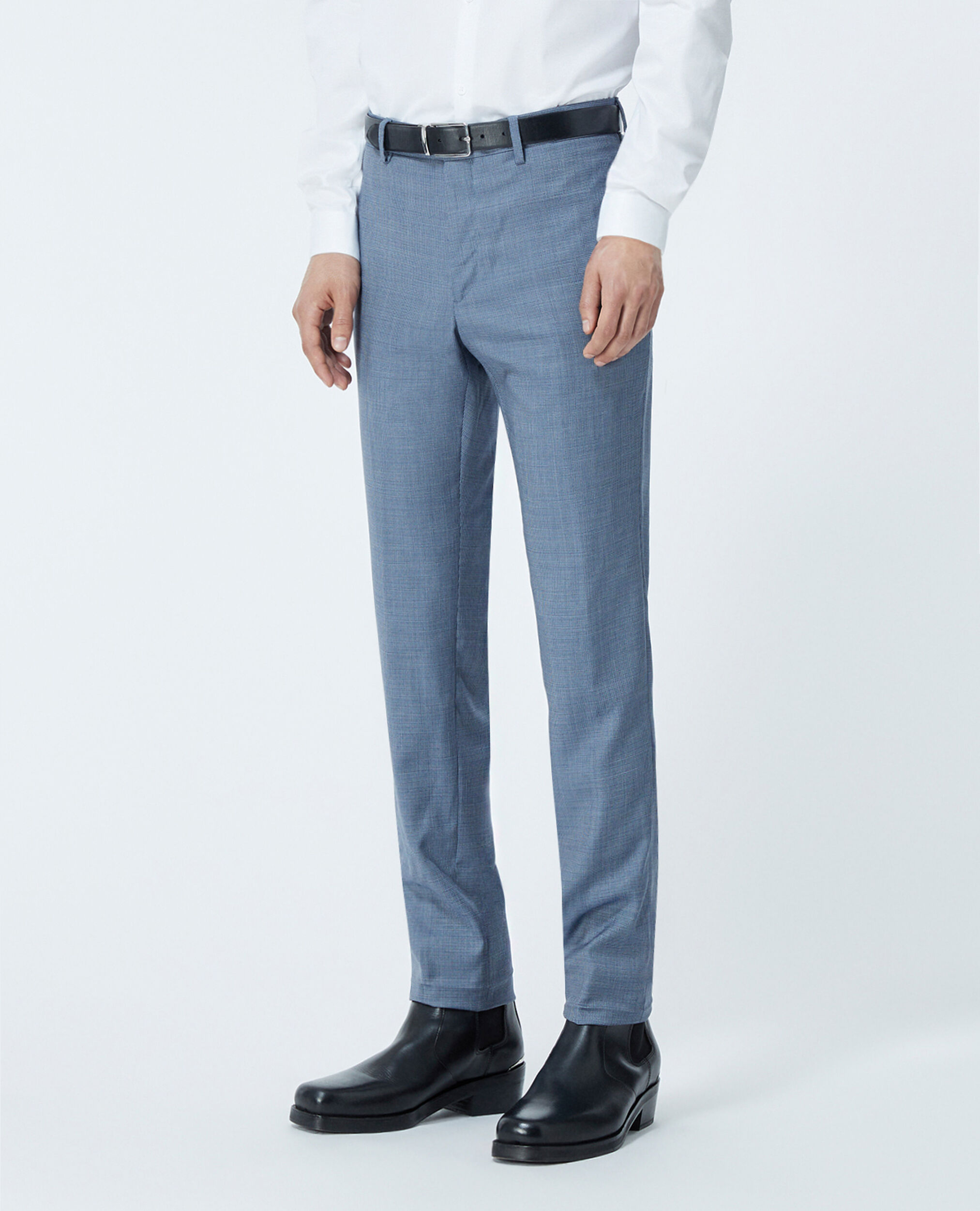 Pantalon costume bleu clair à carreaux, BLUE BLACK, hi-res image number null
