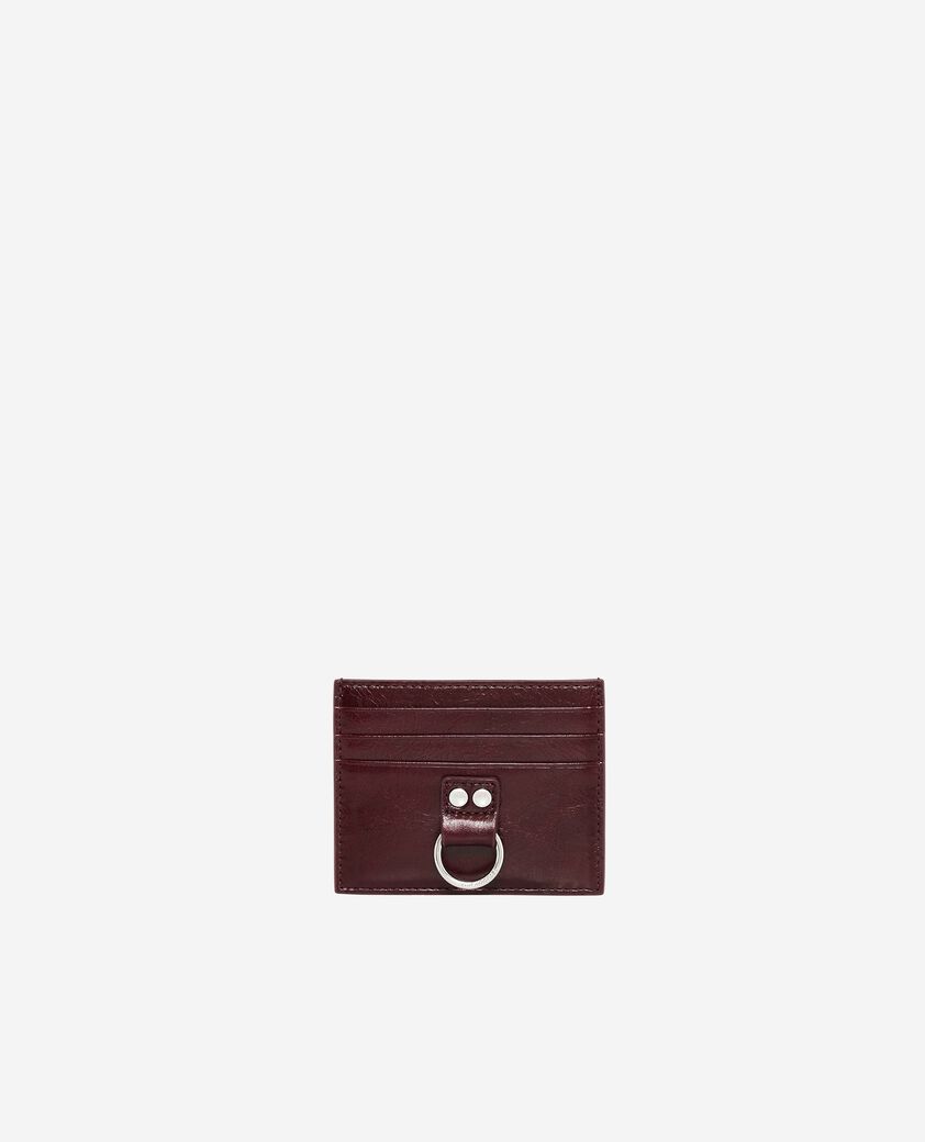 The Kooples DAMEN BORDEAUX amelia kartenetui aus bordeauxrotem craquelé-leder