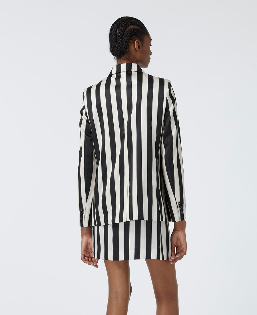 satin jacket with black stripes