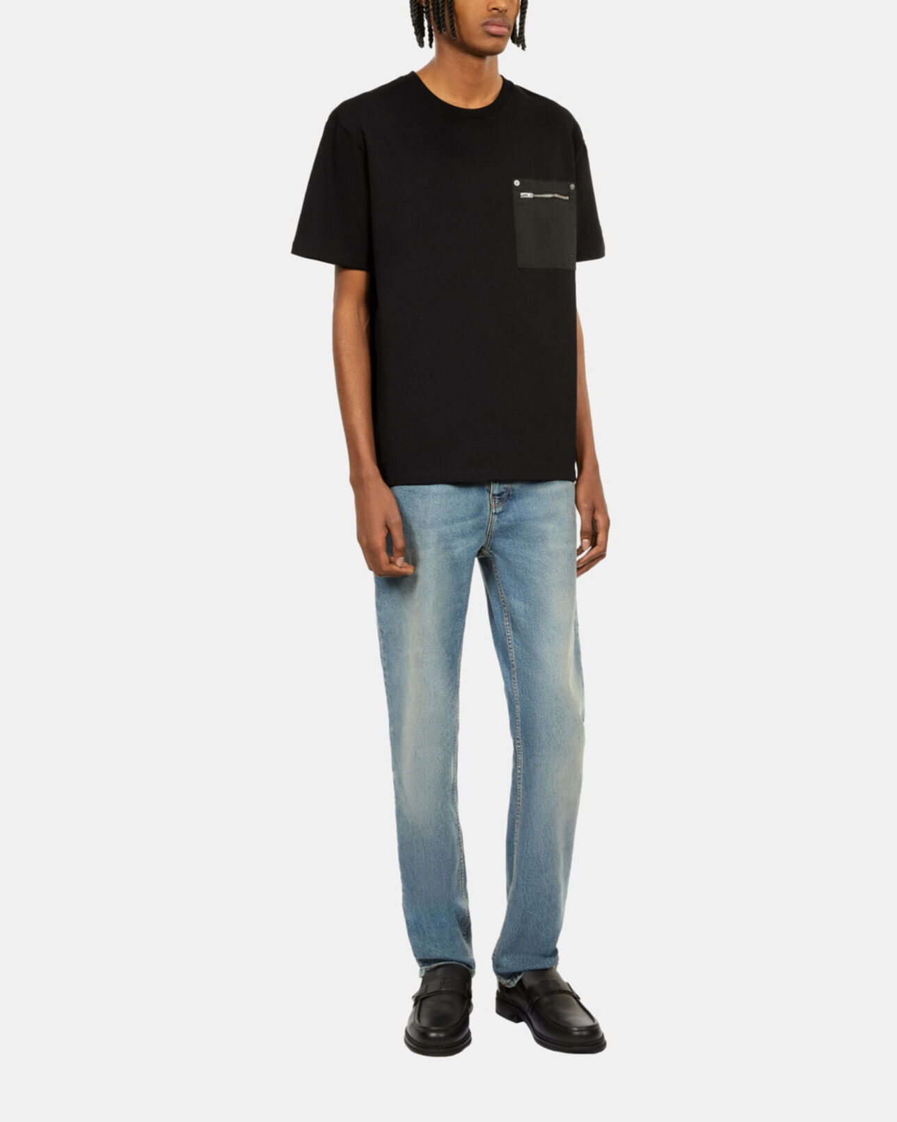 The Kooples HOMME BLACK t-shirt avec poche zippée noir