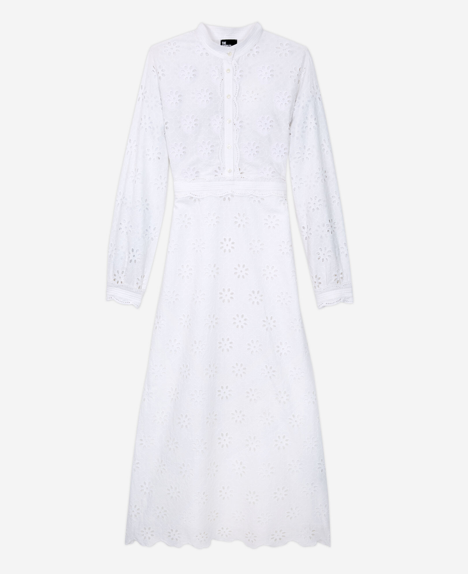 The Kooples WOMEN WHITE long white dress with broderie anglaise