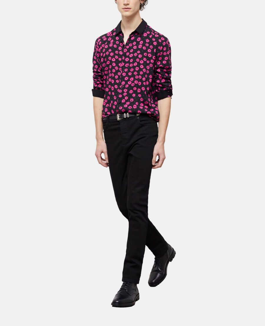 The Kooples HERREN BLACK / PINK hemd mit klassischem kragen und print
