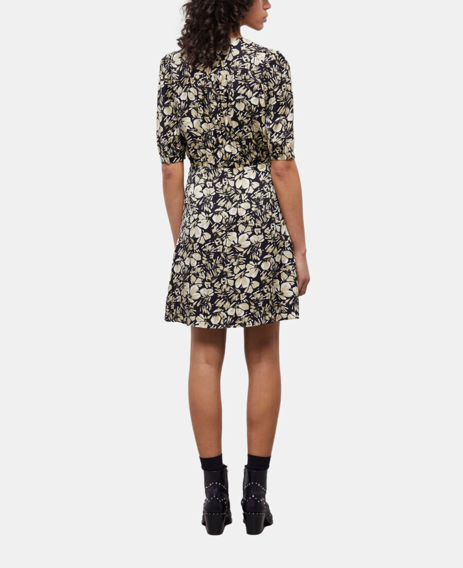 The Kooples DAMEN BLACK BROWN kurzes wickelkleid mit print