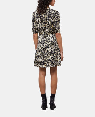 The Kooples DAMEN BLACK BROWN kurzes wickelkleid mit print