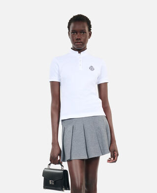 The Kooples F WHITE white piqué cotton polo t-shirt