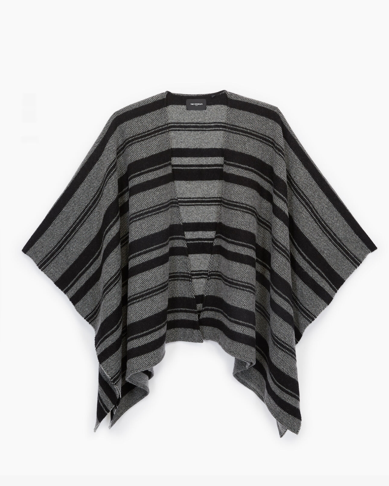 The Kooples FEMME BLACK GREY poncho à rayures gris et noire