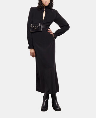 The Kooples WOMEN BLACK long black silk dress