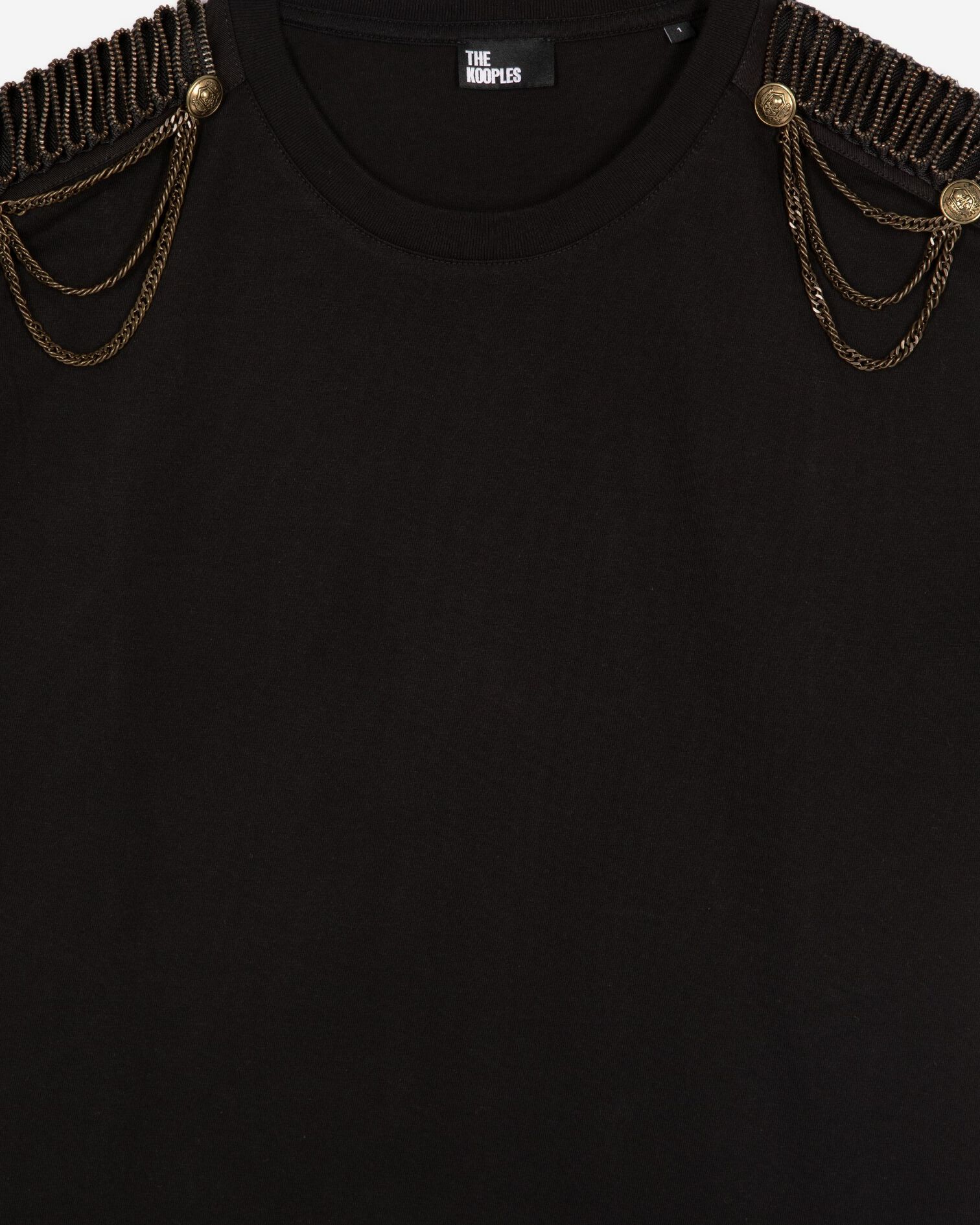 Short dress with black shoulder pads, BLACK WASHED, hi-res image number null