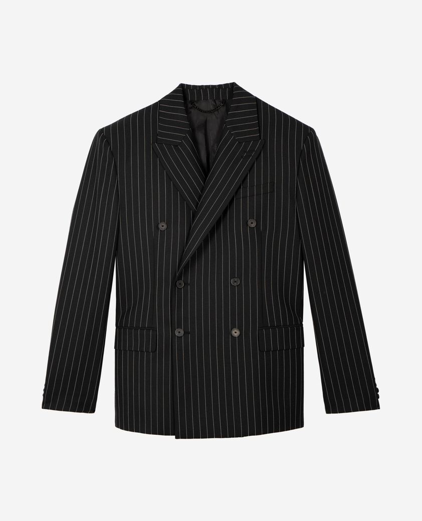 The Kooples HOMME BLACK GREY veste &agrave; rayures crois&eacute;e noire