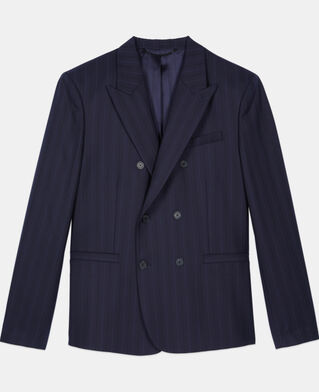 The Kooples HOMME NAVY veste de costume à rayures bleues
