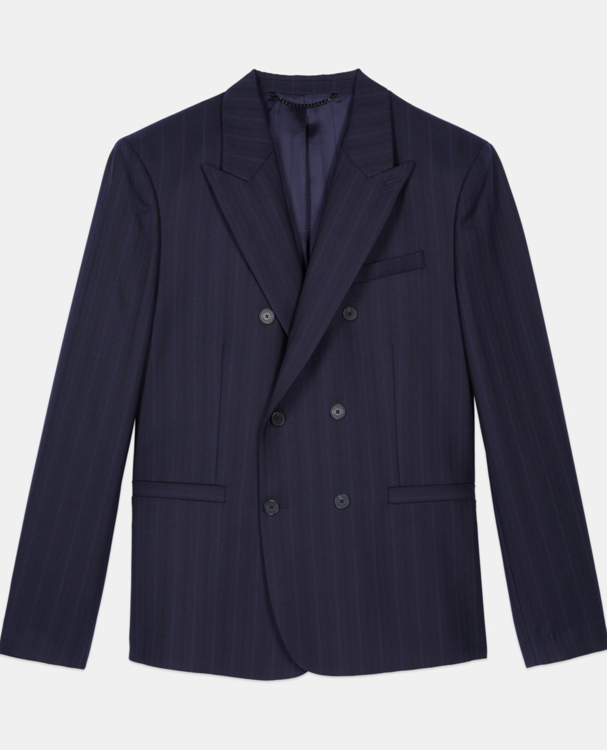 Veste de costume à rayures bleues, NAVY, hi-res image number null