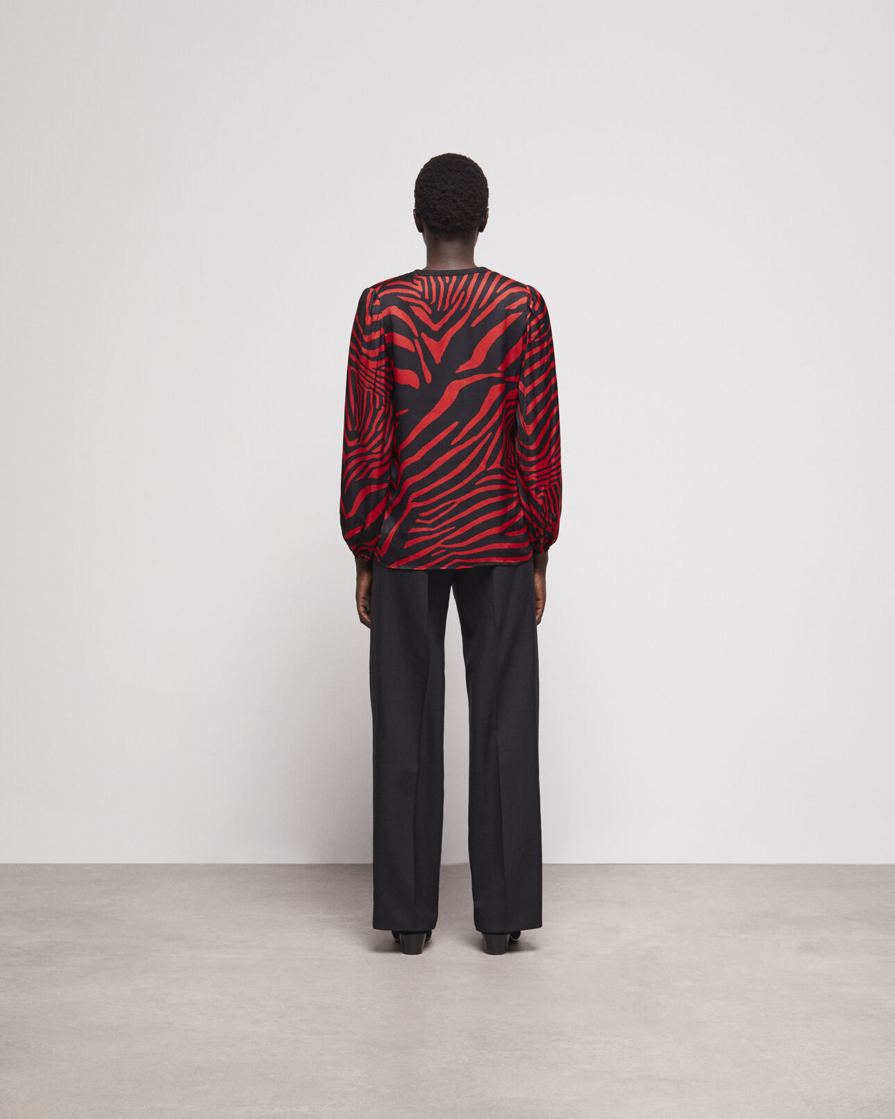The Kooples FEMME BLACK - RED blouse imprimée zébré rouge