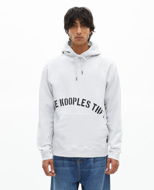 The Kooples MEN LIGHT GREY hooded sweatshirt with grey screen print