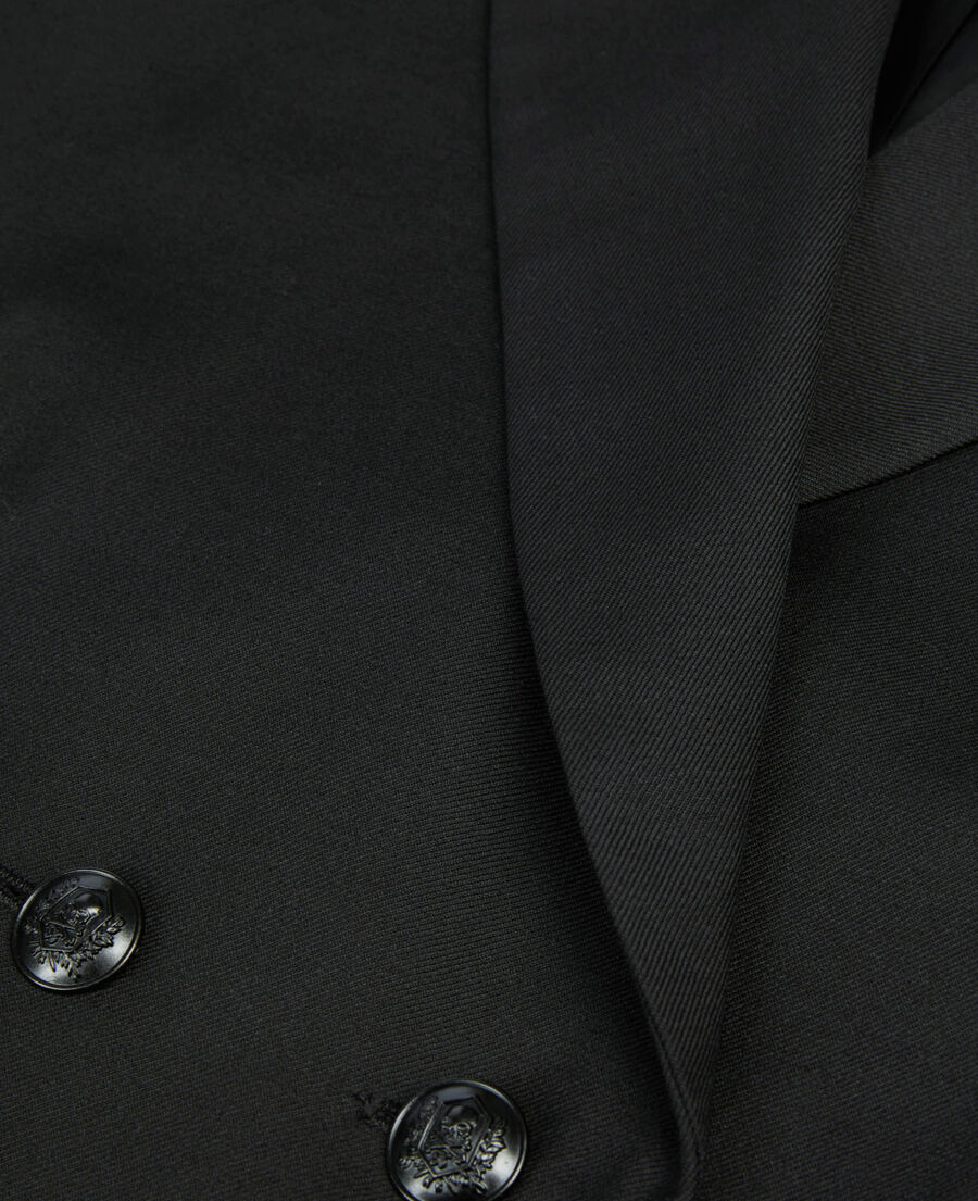 The Kooples DAMEN BLACK kurze, schwarze jacke mit falten aus wolle