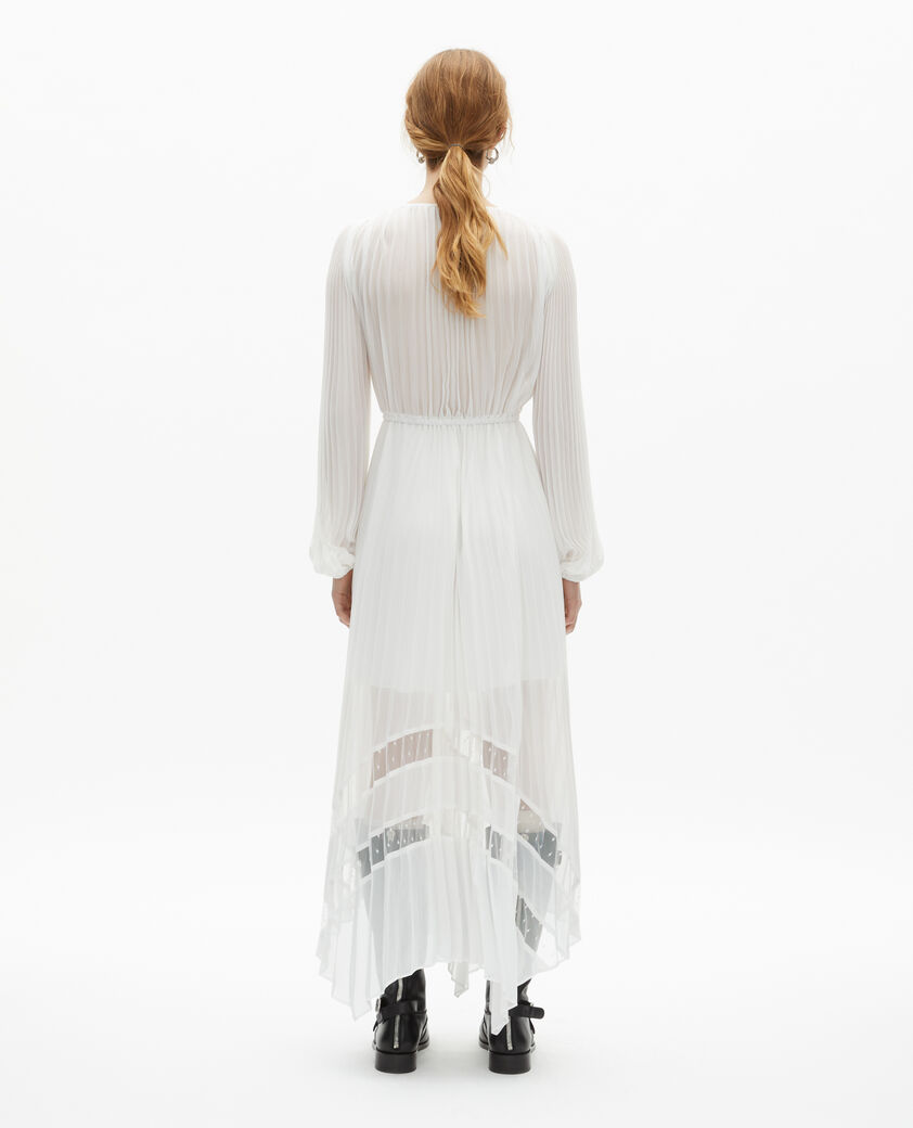 The Kooples WOMEN ECRU ecru plumetis long pleated dress