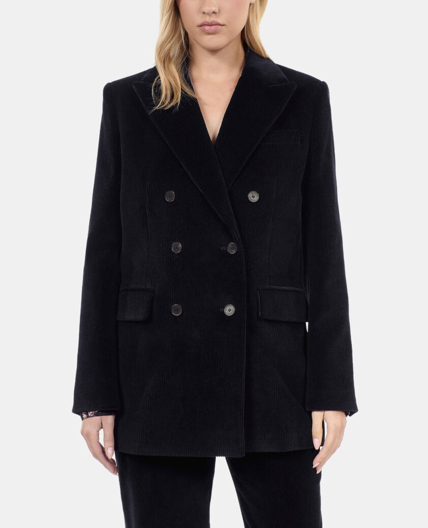 The Kooples FEMME BLACK veste tailleur en velours côtelé noir