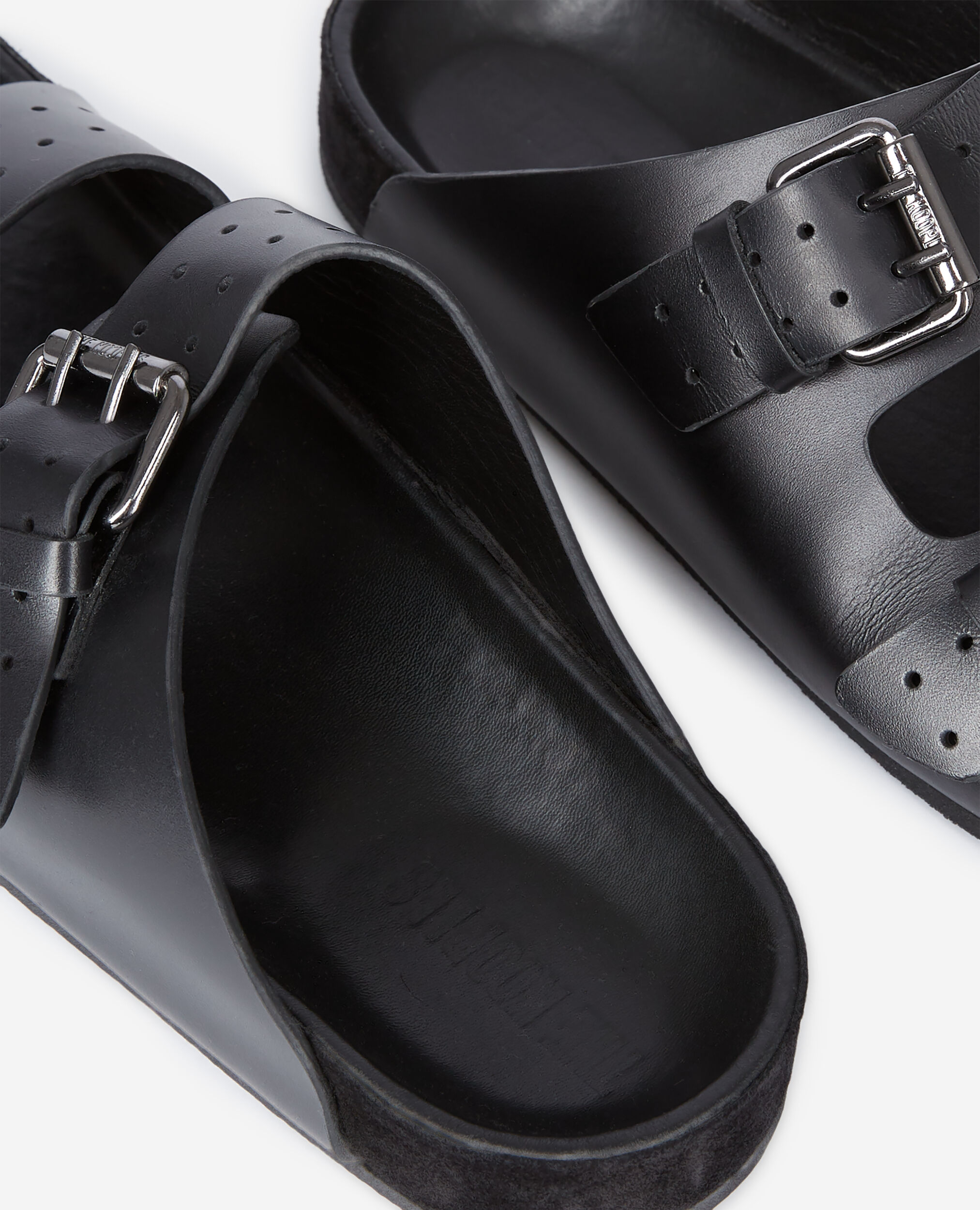 Black leather sandals, BLACK, hi-res image number null