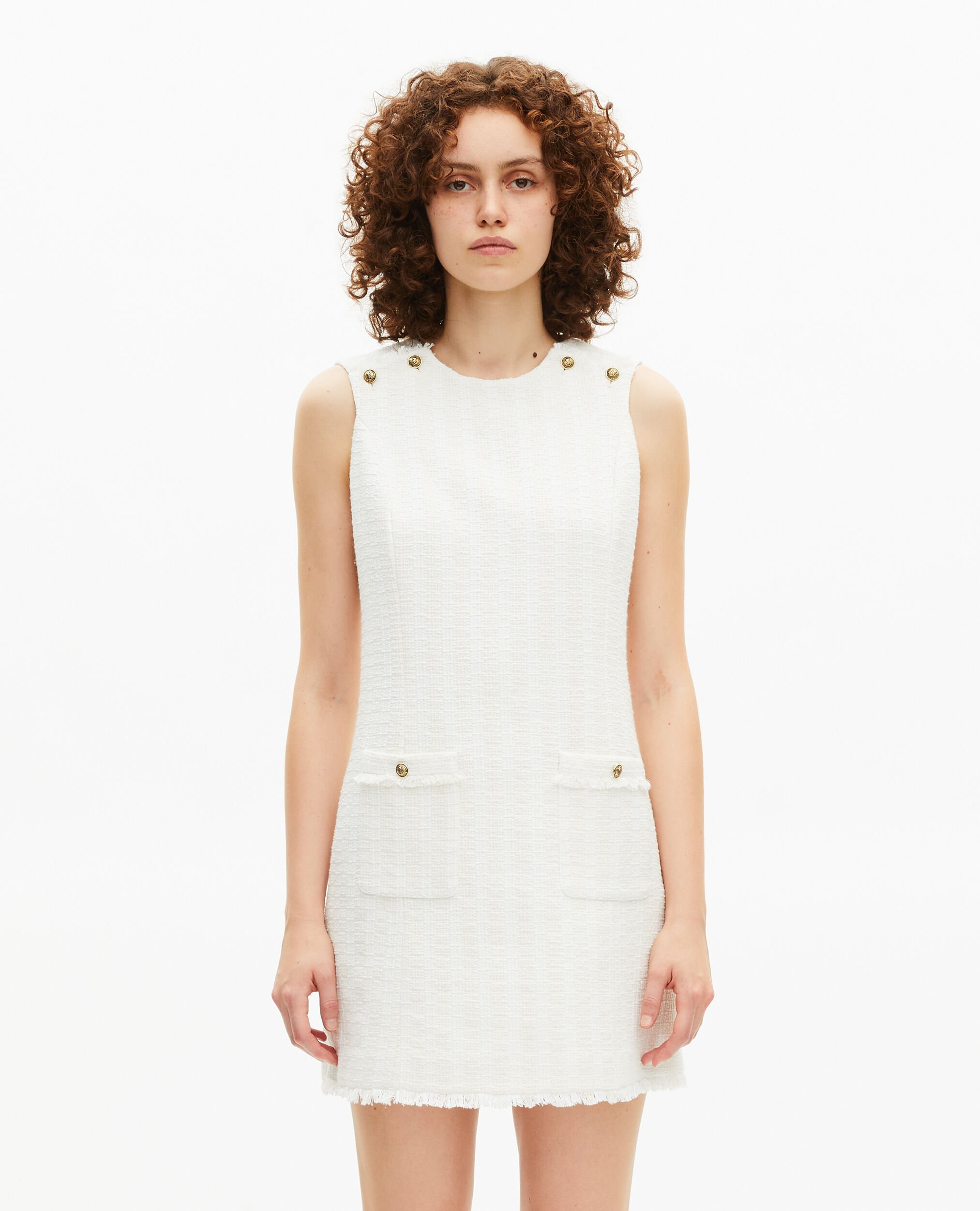 Robe courte en tweed écrue, ECRU, hi-res image number null