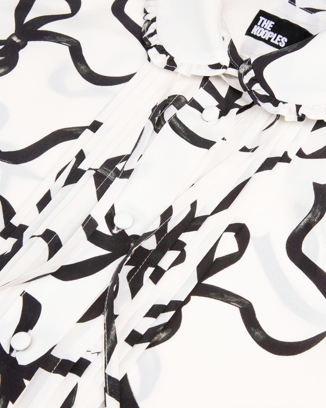 The Kooples WOMEN WHITE / BLACK ribbon print silk shirt