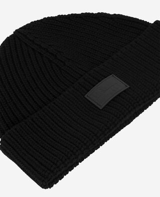 The Kooples H BLACK beanie with black lapel
