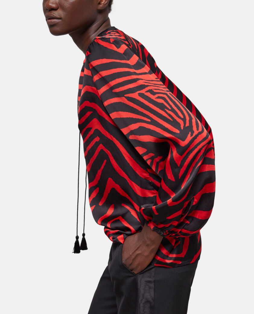 The Kooples FEMME BLACK - RED blouse imprimée zébré rouge