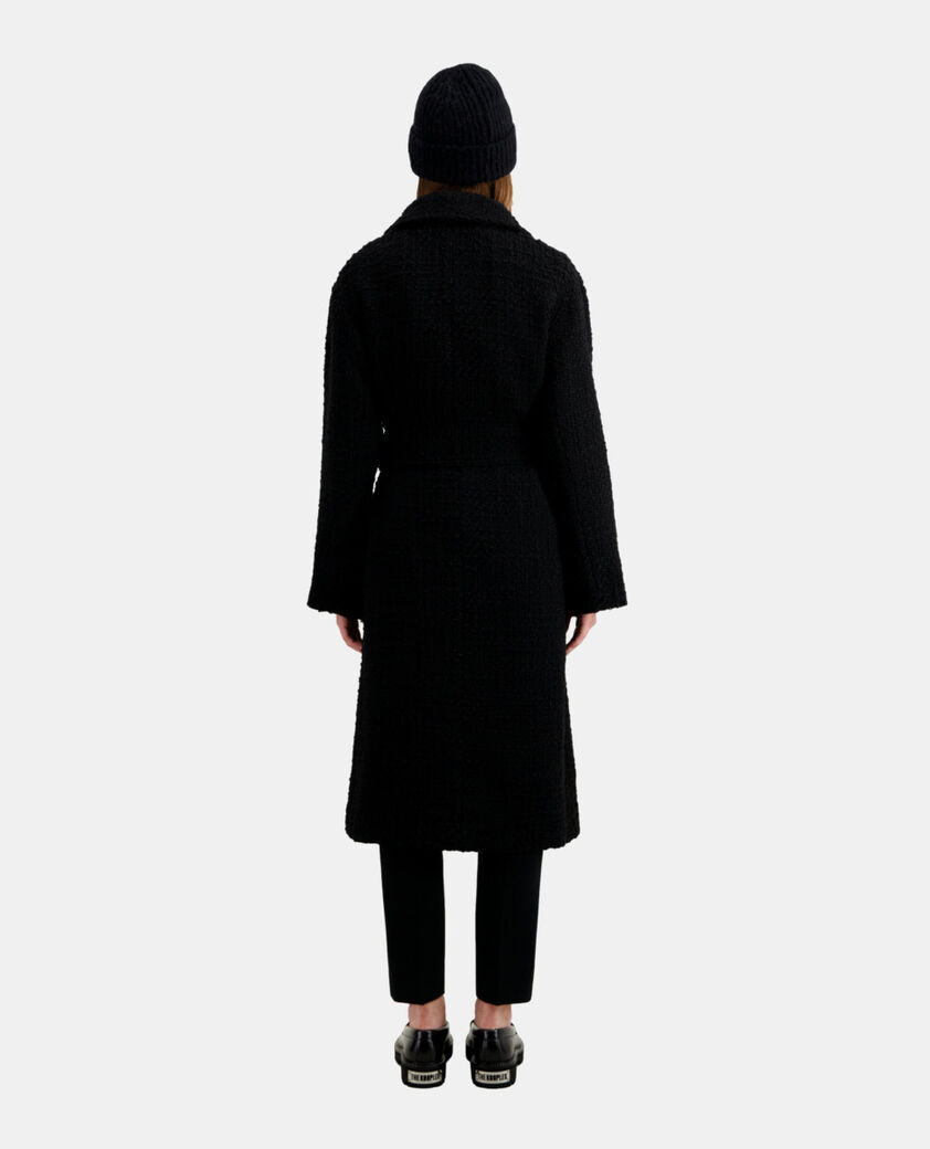 The Kooples WOMEN BLACK long black tweed coat