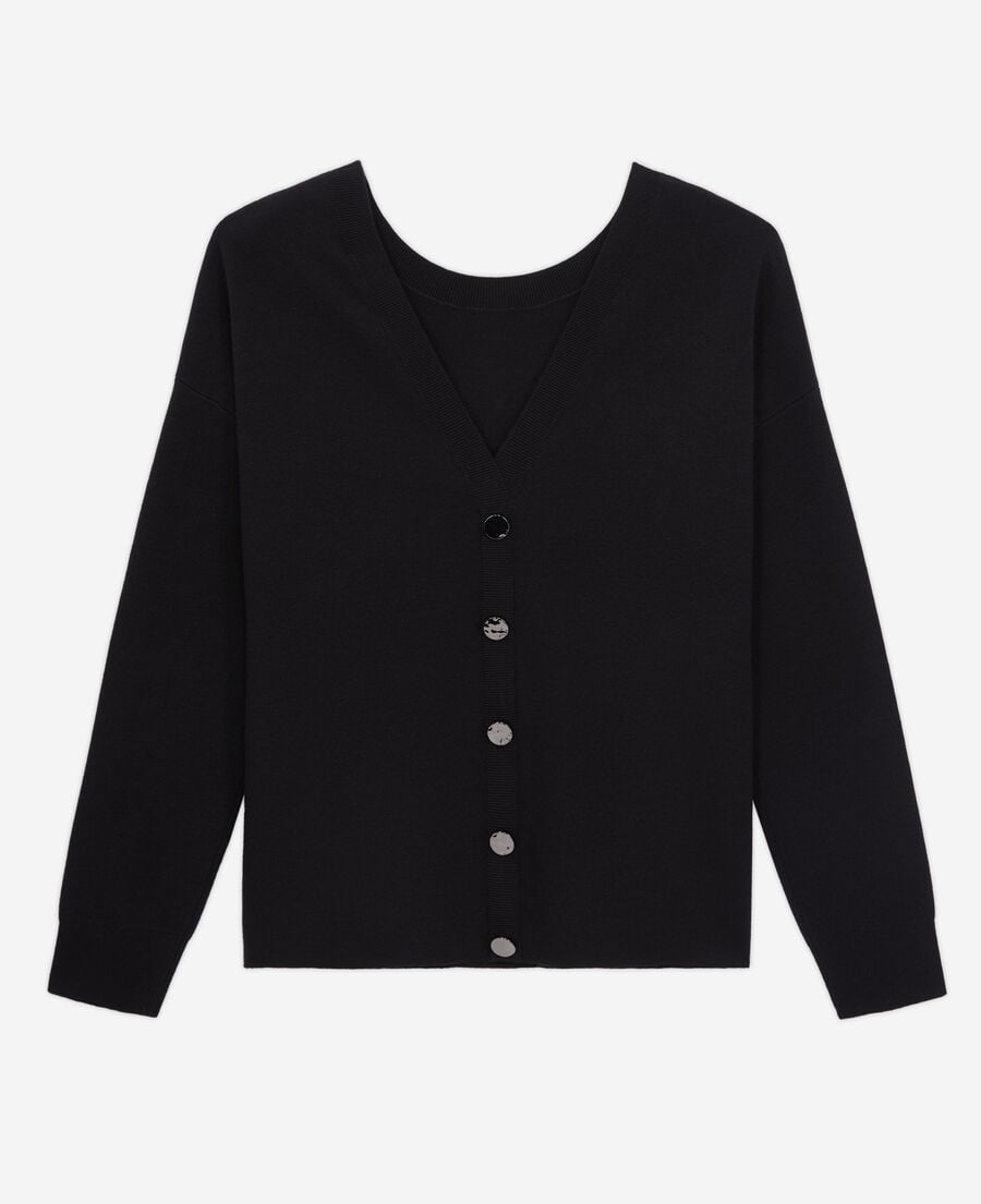 The Kooples F BLACK ecru sweater with buttoning on the back